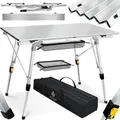 Campingtisch Faltbar Klapptisch Camping Tisch Mit Aluminiumrahmen Aufrollbare Tischplatte Falttisch Klappbar Mit Höhenverstellung Inkl. Tragetasche Silber - Kesser