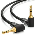 deleyCON 0,5m Klinkenkabel 3,5mm AUX Kabel Stereo Audio Kabel Klinkenstecker 90° Gewinkelt für PC Laptop Handy Smartphone Tablet KFZ HiFi-Receiver Schwarz