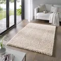 Taracarpet Shaggy Teppich Wohnzimmer Venezia Hochflor Langflor Teppiche modern Creme 240x340 cm