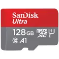 SanDisk Ultra Android microSDXC UHS-I Speicherkarte 128 GB + Adapter (Für Smartphones und Tablets, A1, Class 10, U1, Full HD-Videos, bis zu 140 MB/s Lesegeschwindigkeit) single Pack