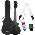 Cascha HH 2258 Zwarte Carbon Fiber concert ukulele met softcase (Konzert) (HH2258)