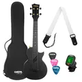 Cascha HH2258 Carbonfaser Ukulele Set +Soft-Case +Gurt +Clip Tuner +3x Plek