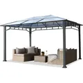 Gartenpavillon 3x4 M Aluminium Gestänge Polycarbonat Dach 8mm Pavillon Gartenzelt Ohne Seitenteile