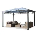 3x4 m Gartenpavillon Alu Pavillon festes Polycarbonat Dach Gartenzelt Pavillion