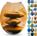 Sanfino® Premium WC Sitz "Balance" hochwertiger Toilettendeckel mit Absenkautomatik aus Holz, viele bunte Motive, einfache Montage