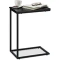 Beistelltisch Schwarz, Metallgestell, Robust, Melaminplatte, Dekotisch, U-förmiger Couchtisch 60cm Hoch, Black - Relaxdays
