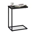 Relaxdays Beistelltisch schwarz, Metallgestell, robust, Melaminplatte, Dekotisch, u-förmiger Couchtisch 60cm hoch, Black