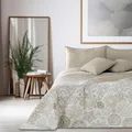 DecoKing Tagesdecke 200 x 220 cm beige weiß Cappuccino Bettüberwurf mit abstraktem Muster zweiseitig pflegeleicht Alhambra