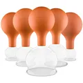 Pulox Schröpfgläser Set aus Echtglas - 5x Schröpfglas mit Saugball in Braun