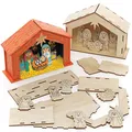 Baker Ross FC248 Bastelset Holzkrippe, Holzbasteln für Kinder zum Dekorieren und Ausstellen, Kreiere deine eigenen Weihnachtsdekorationen, 2 Stück