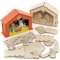 FC248 Bastelset Holzkrippe, Holzbasteln für Kinder zum Dekorieren und Ausstel...