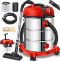 MASKO® Industriestaubsauger, Nass Trockensauger HEPA, 3 in 1 Filtersystem, 58 l/s Werkstattsauger mit Steckdose, 2300W, 30L, Industriesauger mit & ohne Beutel, Filter + Aufsätze, Push&Clean