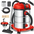 MASKO® Industriestaubsauger, Nass Trockensauger HEPA, 3 in 1 Filtersystem, 58 l/s Werkstattsauger mit Steckdose, 2300W, 30L, Industriesauger mit & ohne Beutel, Filter + Aufsätze, Push&Clean, Rot