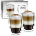 Creano doppelwandiges XXL Thermoglas 400ml, Extra großes hitzebeständiges Doppelwandglas aus Borosilikatglas, Kaffee, Tee, Latte Macchiato Gläser, 2er Set