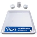VIOKS Auffangwanne Kunststoff 665x665x60 mm Bodenwanne Waschmaschine Auffangwanne mit Ablauf, Waschmaschine Wanne mit Ablauf, Wasserauffangwanne