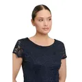 Overall VERA MONT "Vera Mont Jumpsuit kurzarm", Damen, Gr. 50, Normalgrößen, blau (night sky), Obermaterial: 95% Polyester, 5% Elasthan. Besatz: 100% Polyester. Futter: 100% Polyester., elegant, ausgestellt, Rundhals, Halbarm, Overalls, Design, Topseller