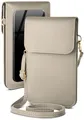 moex Handytasche zum Umhängen für Telekom T Phone – Kleine Handtasche mit Handyfach und Sichtfenster, 2 zusätzliche Fächer - Handy Umhängetasche Damen, Silbergrau