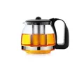 T24 Teekanne Glas Teekanne mit Edelstahlsieb, 1250 ml, 1,25 l, aus rostfreiem Edelstahl & Ergonomischer Griff Hitzeschutz