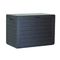 Prosperplast Woodebox Gartenbox Kissenbox Gartentruhe Verschließbar (190 Liter, Anthrazit)