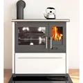 EEK A+ Küchenofen Holzherd Plamen 850 weiß, linke Version - 8 kW Dauerbrandherd - Weiß