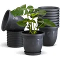 Plastard Pflanzkübel 3er, 5er, 10er Sets, Blumentopf mit passenden Untersetzer 15 - 40 cm (10 St., Blumenkübel ist Witterungs-, frost- und UV-beständig) grau Ø 30 cm