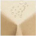 DecoHomeTextil Heimtextilmanufaktur Tischdecke Leinen Optik Tischdecke Tischtuch Abwaschbar Wasserabweisend beige Eckig 130 x 160 cm