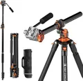 Kamera Stativ,Videostativ Video Tripod mit Fluidkopf,231cm Stativ mit 90° Mit...
