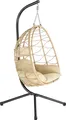 HinHocker Hängesessel mit Gestell, Creme, Hängeschaukel für Indoor und Outdoor, Schaukelstuhl