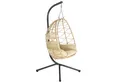 HinHocker Hängesessel Hängesessel mit Gestell, Creme, Hängeschaukel für Indoor und Outdoor (Hängesessel bestehend aus Korb und Gestell, Sitzpolster, Kissen), faltbar