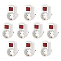 Heitech 10x Zwischenstecker 2-polig Steckdosenadapter TÜV/GS-Zeichen Schalter