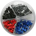 200 x TWIN Aderendhülsen-Sortiment Quetschverbinder Kabelverbinder - isoliert Querschnitt 0,75-2.5mm² Länge 8mm in Blau, Rot, Schwarz und Grau (im Aufbewahrungsdose/Sortimentsbox)
