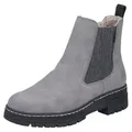 Rieker Chelseaboots Winterstiefelette, Winterboots, Blockabsatz, mit Stretcheinsatz grau 36 EU