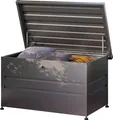 GFP Primeyard Gartenbox 132x64x72 cm Aufbewahrungsbox Auflagenbox Gartentruhe Metall anthrazit wasserdicht