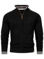 Indicode Herren INArutemia Strickjacke aus Baumwolle | Fein-Strick Cardigan mit Stehkragen und Reißverschluss Black, M