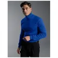 Trigema Rollkragenshirt TRIGEMA Langarm Ski- und Sport-Rollkragenpullover (1-tlg) blau L (50/52)