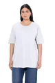 Ulla Popken Damen große Größen Übergrößen Plus Size T-Shirt, Rundhalsausschnitt, Relaxed, Halbarm schneeweiß 42+ 486910200-42+