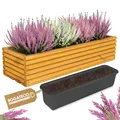 BOGATECO Blumenkasten aus Holz | Pflanzkasten | Blumentopf 64 x 20 x 14,5cm | Kräutertopf für zu Hause Garten Balkon Terrasse | Topf mit Kunststoffeinsatz | Imprägniert | Hellbraun