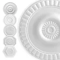 HEXIM Stuckrosette Styropor EPS weiß, Deckenrosette rund & eckig, Innendekor für Decke & Wand, Steckrosette Verzierung Decke Ornamente Wohnzimmer Dekorbau (40x40cm Meeresleuchten)
