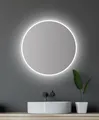 Talos Moderner LED Rundspiegel Moonshine 60 cm mit Aluminiumrahmen Badspiegel mit energiesparender LED-Beleuchtung in neutralweißer Lichtfarbe, 4 mm Spiegelglas, IP24 Spritzwasserschutz