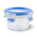 EMSA Clip & Close Frischhaltedose, rund, 0,15 L, Aufbewahrungsbox, 100 Prozent dicht, spülmaschinen-, gefrier-, mikrowellenfest, Transparent, Blau, Made in Germany, 508550