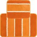 REDBEST Badematte Badematte + WC-Vorlage Set 2-tlg., Höhe 18 mm, eckig, Streifen, orange