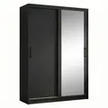 Beautysofa Schwebetürenschrank, Schwarz, Holzwerkstoff, 7 Fächer, 120x205x60 cm, Schlafzimmer, Kleiderschränke, Schwebetürenschränke
