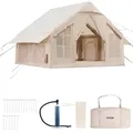 VEVOR Aufblasbare Zelte für Camping 3x3x2,3 m, 4–6 Personen, 300D Oxford 4-Jahreszeiten-Glamping-Zelt mit Handpumpe, Ofenanschluss, 2 Türen & 4 Netzfenstern, inkl. Aufbewahrungstasche für Transport