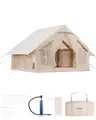 VEVOR Aufblasbare Zelte für Camping 3x3x2,3 m, 4–6 Personen, 300D Oxford 4-Jahreszeiten-Glamping-Zelt mit Handpumpe, Ofenanschluss, 2 Türen & 4 Netzfenstern, inkl. Aufbewahrungstasche für Transport