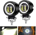 YUGAUNG Paar 3” Runde Nebelscheinwerfer DRL Angel Eyes 6000K 80W 8000lm 10-80V DC LED Projekt Weiß SUV Motorräder IP68 Verstellbare Montagehalterungen Wasserdicht.