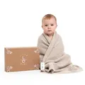 Little Dedi Strickdecke aus 100% Bio-Baumwolle GOTS Zertifizert, 80x100 cm. Hellbraun- Atmungsaktiv, Temperatur regulierend, in eleganter Geschenkbox für Babys