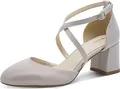 Tamaris Damen Pumps offen mit gekreuzten Riemen und Blockabsatz 1-22438-46, Größe:37 EU, Farbe:Silber