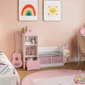 [en.casa] Kindersitzbank mit Regal Vipsali Sitzbank mit Stauraum Hausoptik Kinderregal mit 2 Aufbewahrungsboxen Kinderzimmer 100 x 99 x 30 cm Schuhbank mit Sitzfläche Rosa/Weiß