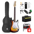 Donner E-Gitarre Set 39 Zoll E Gitarren mit Verstärker, Tasche, Capo, Gurt, Saiten, Tuner, Kabel und Plektren (Sunburst)