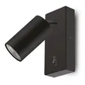 Maclean MCE369 Wandleuchte GU10 mit Schalter Max. 40W | drehbarer Spot | modernes Design für Wohnzimmer Schlafzimmer und Flur | 55x100 mm (Schwarz, Ohne Leuchtmittel)